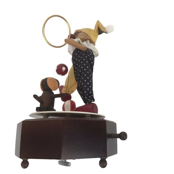 Vintage Schmid Music Box Wood Clown Hand Crafted Plays The Entertainer Working - Picture 10 of 10